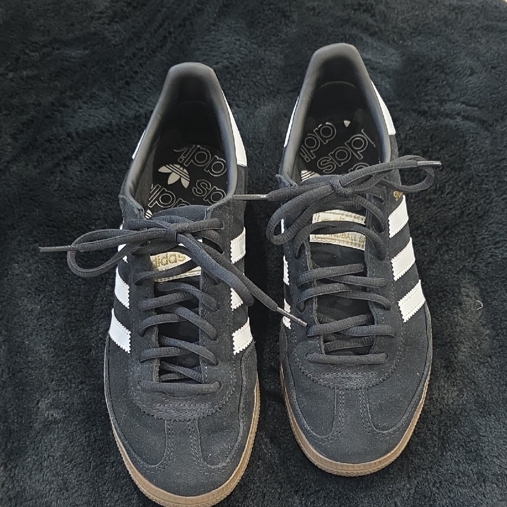 Adidas Black Suede Spezial Sneakers with White Stripes